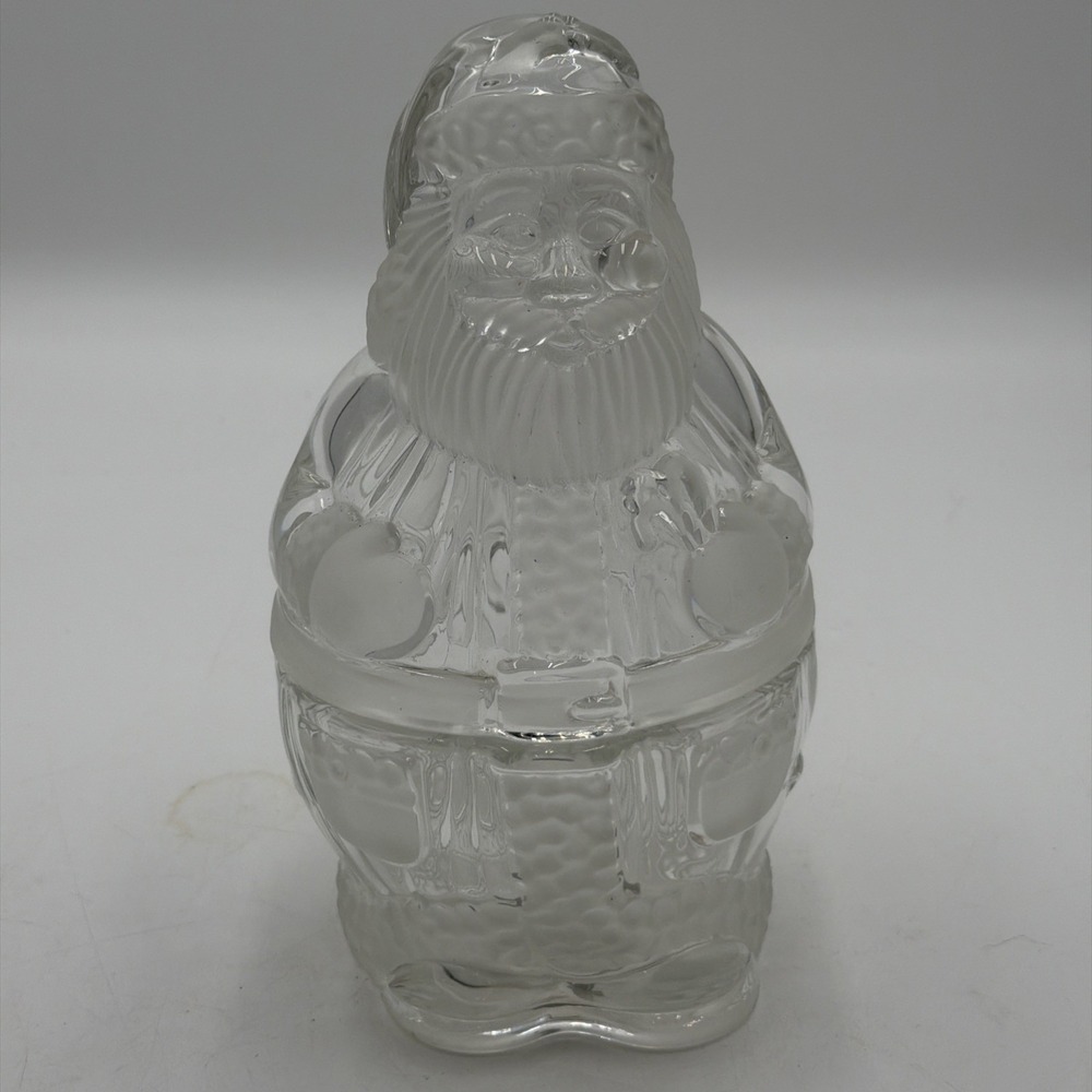 GORHAM Holiday Traditions Crystal Glass Santa Treat Jar 9 1/4" Made In Germany
